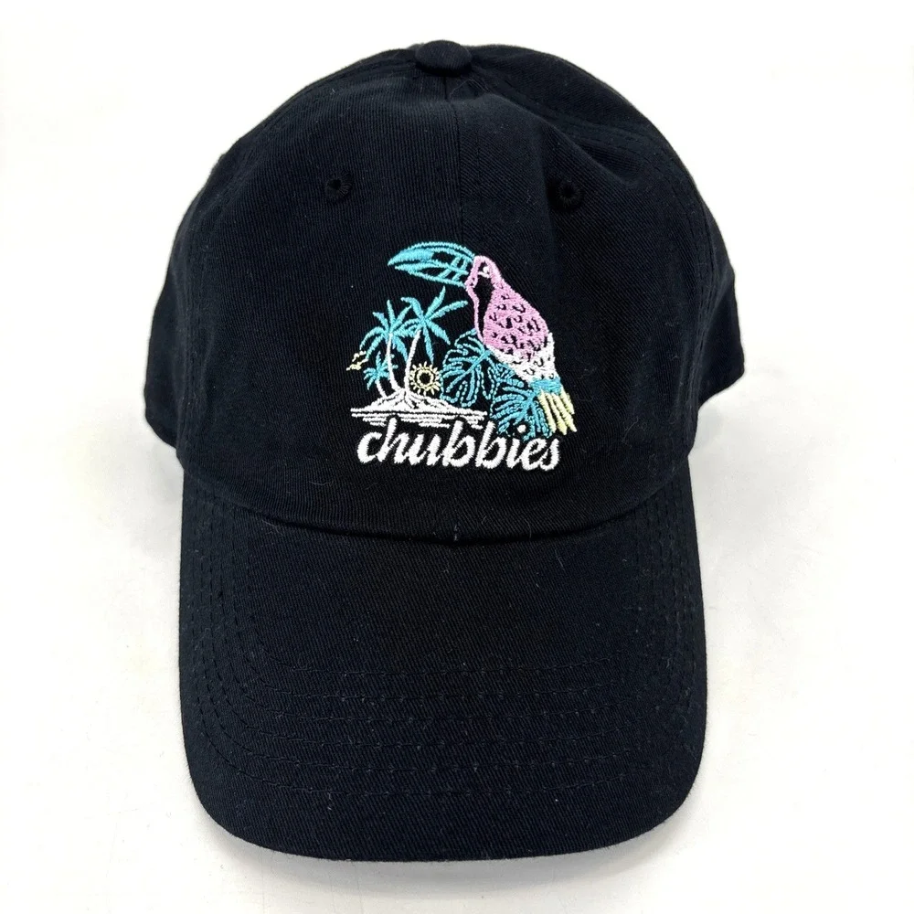 Chubbies Hat Cap Mens Strapback Black Toucan Beach Tropical Embroidered EXCELLEN